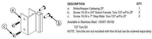Toilet Partition Steel Wrap Around Strike/Keeper, Out swing, HDWT-S0192