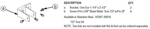 Bradley Partition Pilaster at Pilaster/Panel F Bracket Kit , HDWT-Z0016