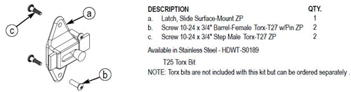 Bradley Toilet Partition Steel Surface Mounted Door Latch , HDWT-S0189