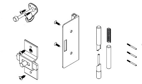 Bradley Toilet Stall Door Hardware Kit, One Ear Flat Strike, Inswing, AD7IH