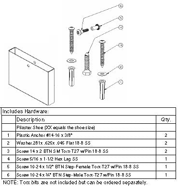 Bradley Toilet Partition Shoe & Mounting Kit, HDWC-S0451-06