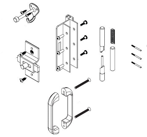 Bradley Plastic Restroom Partition ADA Door Hardware Kit, Inswing HDWP-AD9IH