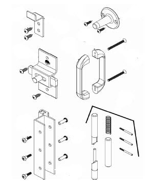 Bradley Toilet Partition Door Hardware Kit, Out Swing , HDWP-AD4IH