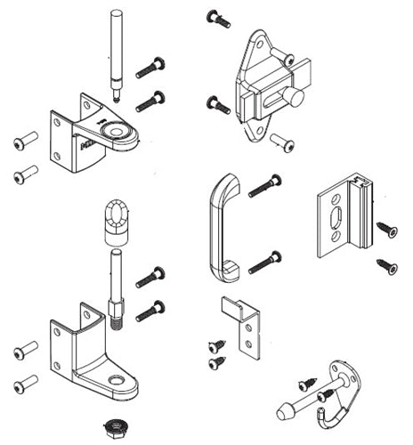 Toilet Partition Door Hardware Kit, Surface Latch, Flat Strike, ZD1-SLFSHC