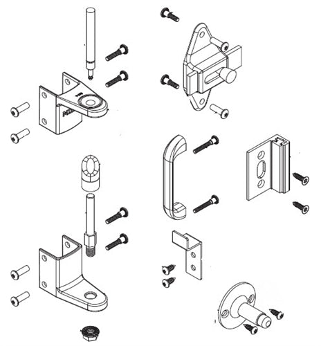 Bradley Restroom Partition Door Hardware Kit, Surface Latch, ZD2-SLFS