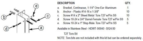 Bradley Partition F Bracket Pilaster at Wall Hardware Kit, HDWT-A0040