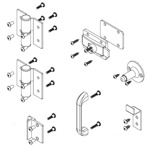 Restroom Stall Stainless Steel Door Hardware Kit, Left Hinge, Out Swing, SD2-LH