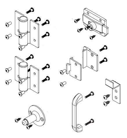 Bradley Partition Stainless Steel ADA Door Hardware Kit, Left Hinge, SD1-LHHC