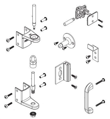 Bradley Toilet Partition Door Hardware Kit, Flat Strike, OutSwing, ZD2-FS