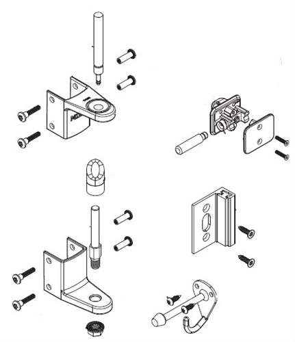 Bradley Toilet Partition Door Hardware Kit, Flat Strike, Inswing, HDWT-SD1-FS