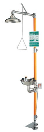 Guardian G1994HFC Safety Station with WideArea Eye/Face Wash Station, Hand/Foot Control, All-Stainless