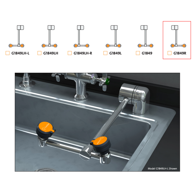 Guardian G1849R Eyewash Station, Deck Mounted, Swing-Down