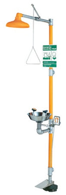 Guardian G1950HFC Safety Station with Eye/Face Wash Station, Hand/Foot Control, Stainless Bowl