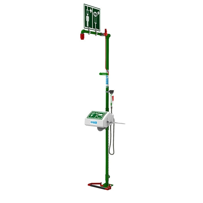 Hughes 18G45GT Indoor Galvanized Combination Safety Shower with Eye/Face Wash - Top Top Entry