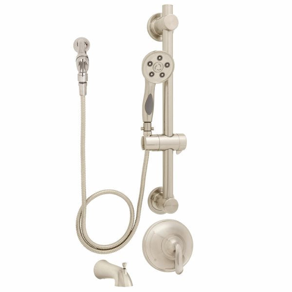 Speakman SM-7090-ADA-PBN Caspian Collection Shower and Diverter Tub Package with ADA Hand Shower and Grab Bar