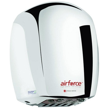 World Dryer Airforce J-970 High Efficiency Hand Dryer, Chrome, Green Spec, Updated Part Number: J-970A3
