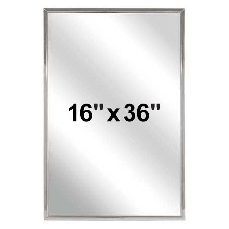 Bradley 781-016360 (16 x 36) Commercial Restroom Mirror, Channel Frame, 16" x 36"