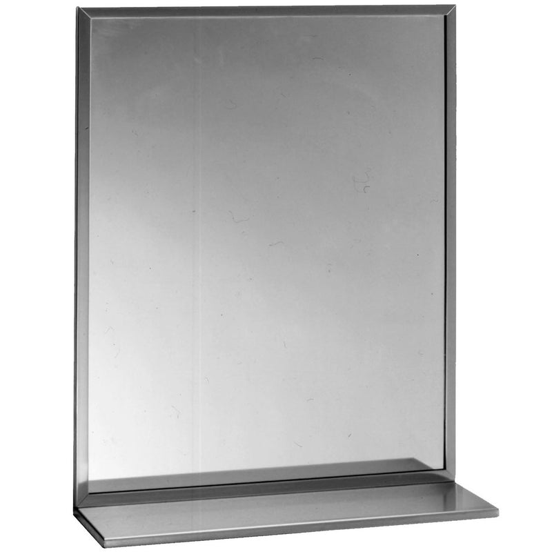 Bobrick B-1661824 (18 x 24) Public Restroom Mirror, Channel Frame, 18x24, Shelf