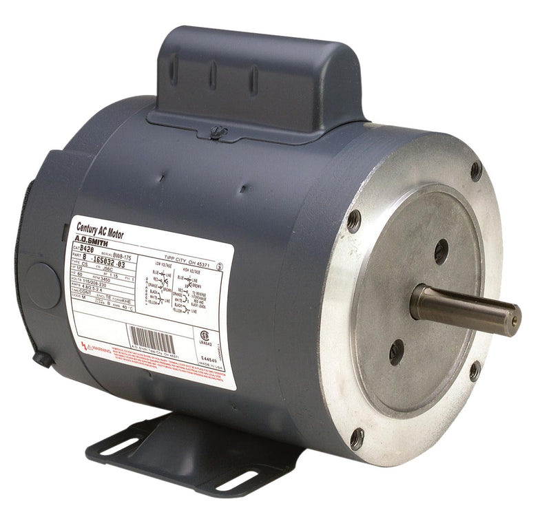 Century AO Smith B420 Cap Start C-Face Motor, 1/3 HP, 3600 RPM, 115, 208-230V, 56C Frame