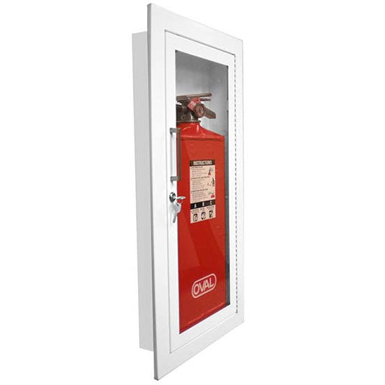 Activar Steel, White Painted Fire-Rated Extinguisher Cabinet, Full Glazing in 1-1/4