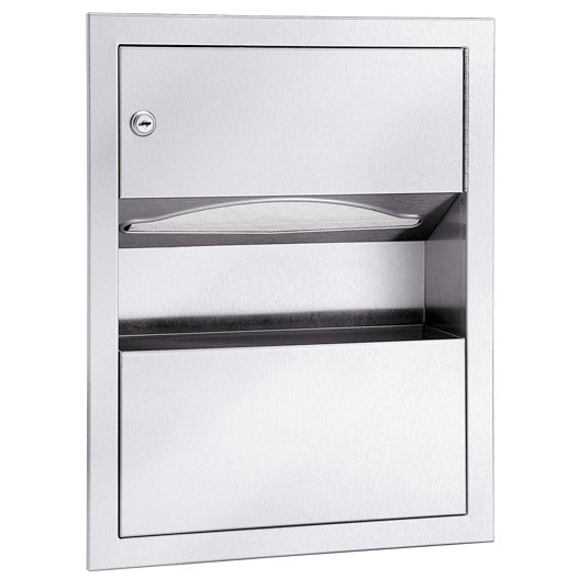 Bradley 229-00 Recessed Low Capacity Towel Dispenser / 1.25 Gallon Waste Receptacle