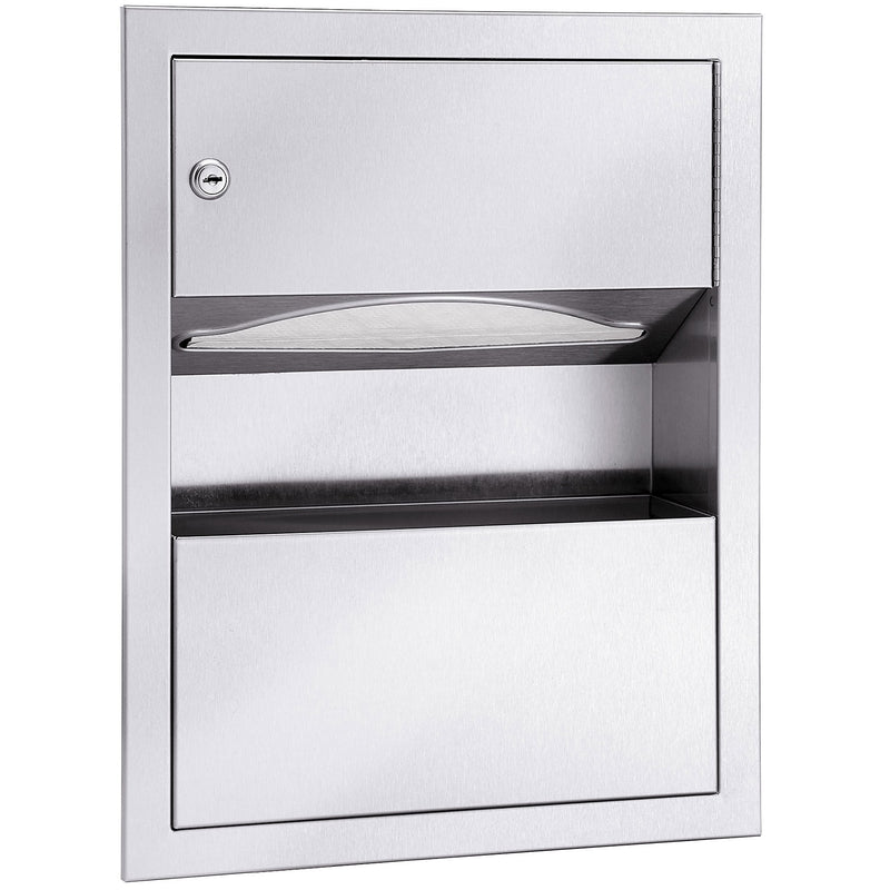 Bradley 229-11 Surface Mounted (Projects 4") Low Capacity Towel Dispenser / 1.25 Gallon Waste Receptacle