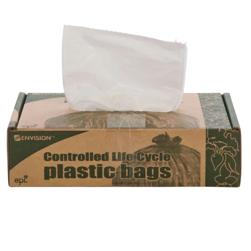 Envision Controlled Life-Cycle Plastic Trash Bags, 13 Gal, 0.7 Mil, 24" X 30", White, 120/Box - STOG2430W70