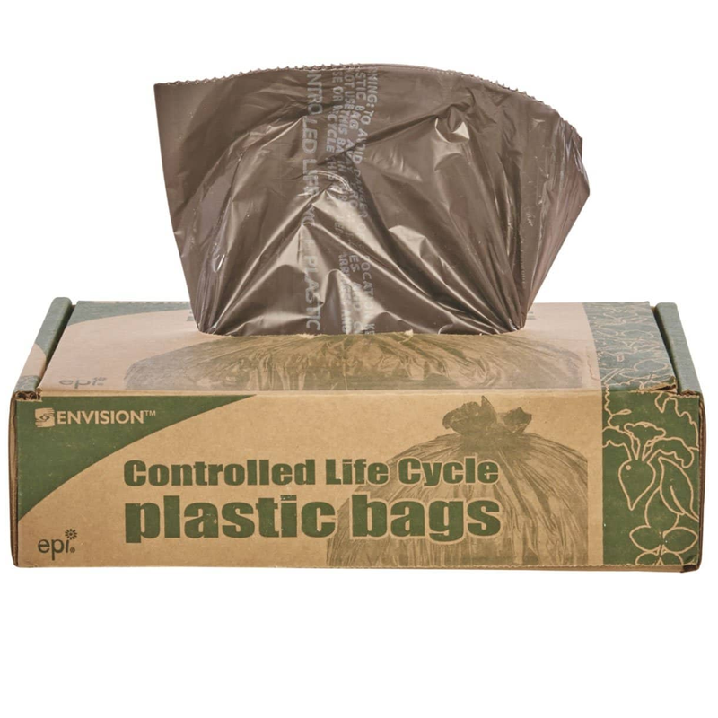 Envision Controlled Life-Cycle Plastic Trash Bags, 30 Gal, 0.8 Mil, 30" X 36", Brown, 60/Box - STOG3036B80