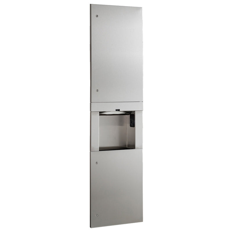 Bobrick B-38030 230V Recessed Paper Towel Dispenser/Automatic Hand Dryer/Waste Bin (3-in-1 Unit)