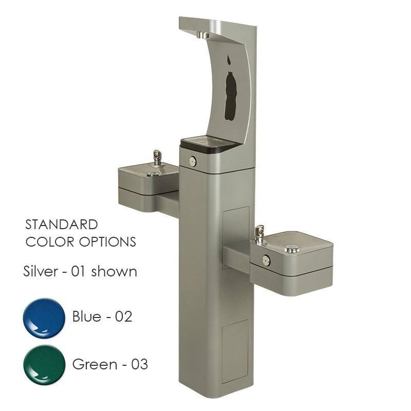 Haws 3612 Modular Outdoor Freeze Resistant Bottle Filler with Double Drinking Fountains