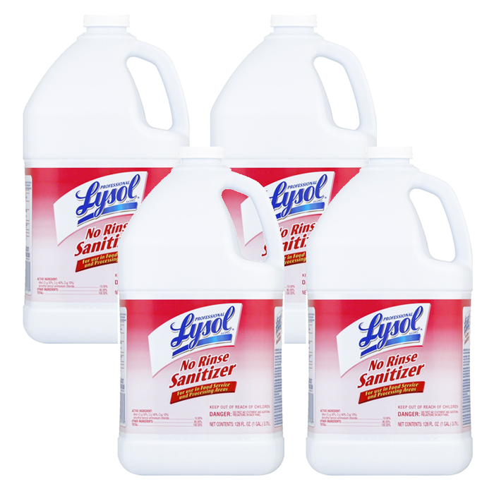 Lysol Professional No Rinse Sanitizer Concentrate, 1 gal Bottle, 4/Carton - RAC74389