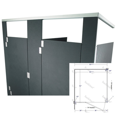 Hadrian Toilet Partition, 1 ADA In Corner Compartment, Plastic, 60