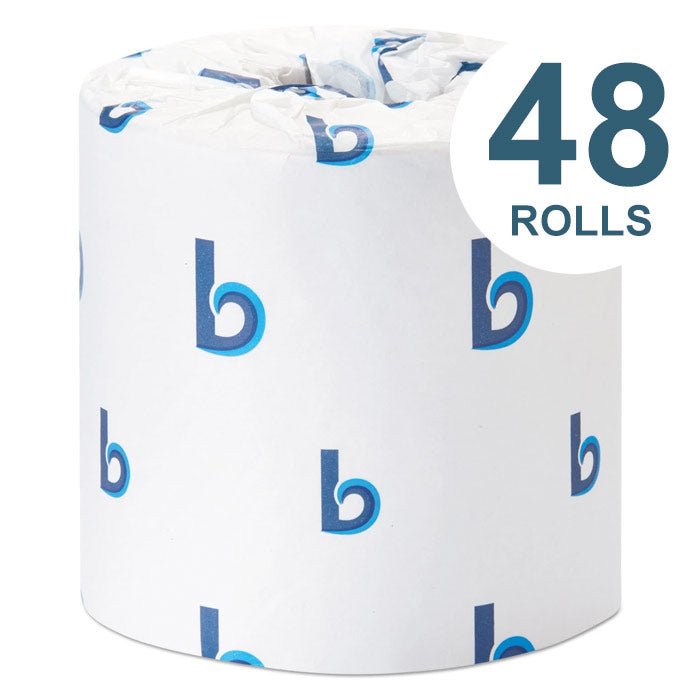 Boardwalk Office Packs Standard Bathroom Tissue, Septic Safe, 2-Ply, White, 350 Sheets/Roll, 48 Rolls/Carton - BWK6148