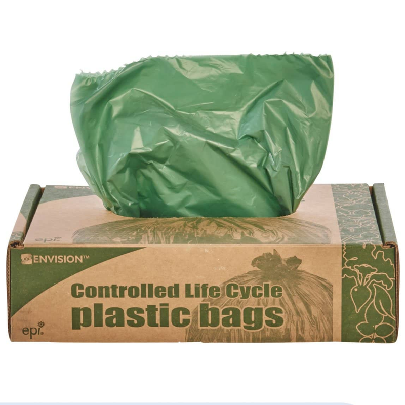 Envision Controlled Life-Cycle Plastic Trash Bags, 33 Gal, 1.1 Mil, 33" X 40", Green, 40/Box - STOG3340E11