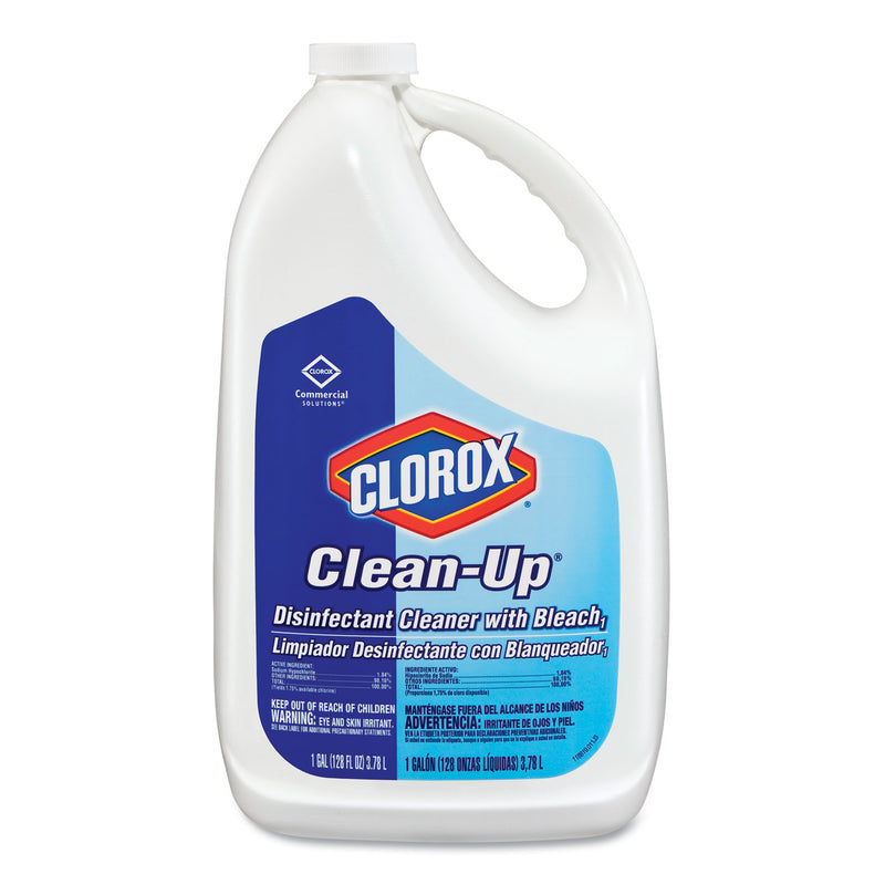 Clorox Professional Clean-Up Disinfectant Cleaner with Bleach, Fresh, 128 oz Refill Bottle, 4/Carton