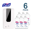 Vista Touchless Hand Sanitizer Dispenser Kit w/ Purell Advanced Hand Sanitizer Gel Refills - 6, 12.6 oz Pour Bottles