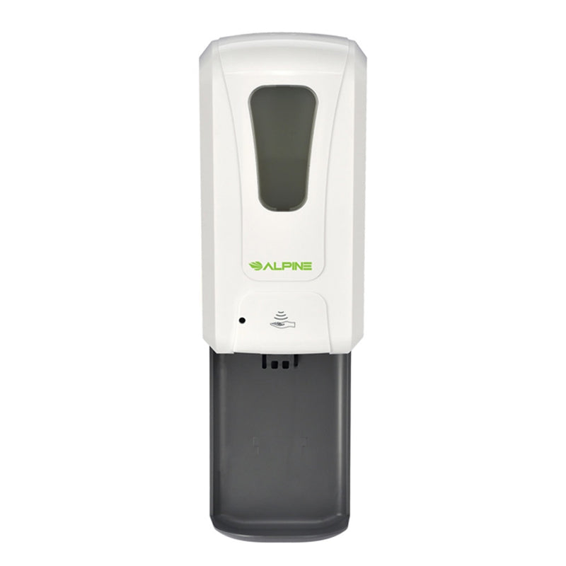 Alpine Automatic Hands-Free Gel Hand Sanitizer/Soap Dispenser with Drip Tray, 1200 mL, White - 430-L-T