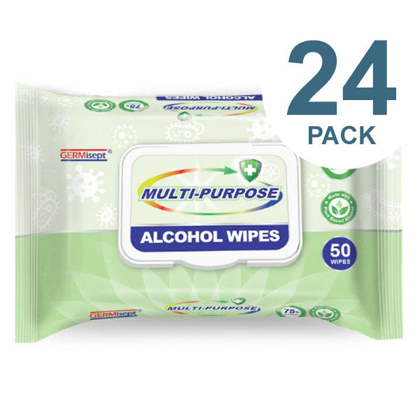 GERMisept Multi-Purpose 75% Ethanol Alcohol Wipes, 50 Wipes/Pack, 24 Packs/Carton - GS-G01440-24PK