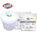 Clorox Healthcare VersaSure Disinfectant Wipes, 12 x 12, 110/Pouch, 2/CT w/ Reusable Wet Wipe Dispenser Bucket w/ Pop-Up Plug on Lid