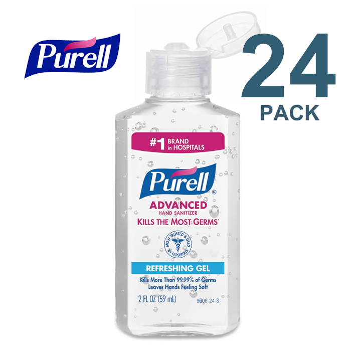 Purell Hand Sanitizer 2 oz Personal Bottle, 70% Ethyl Alcohol Gel, PK24 - 9606-24-S