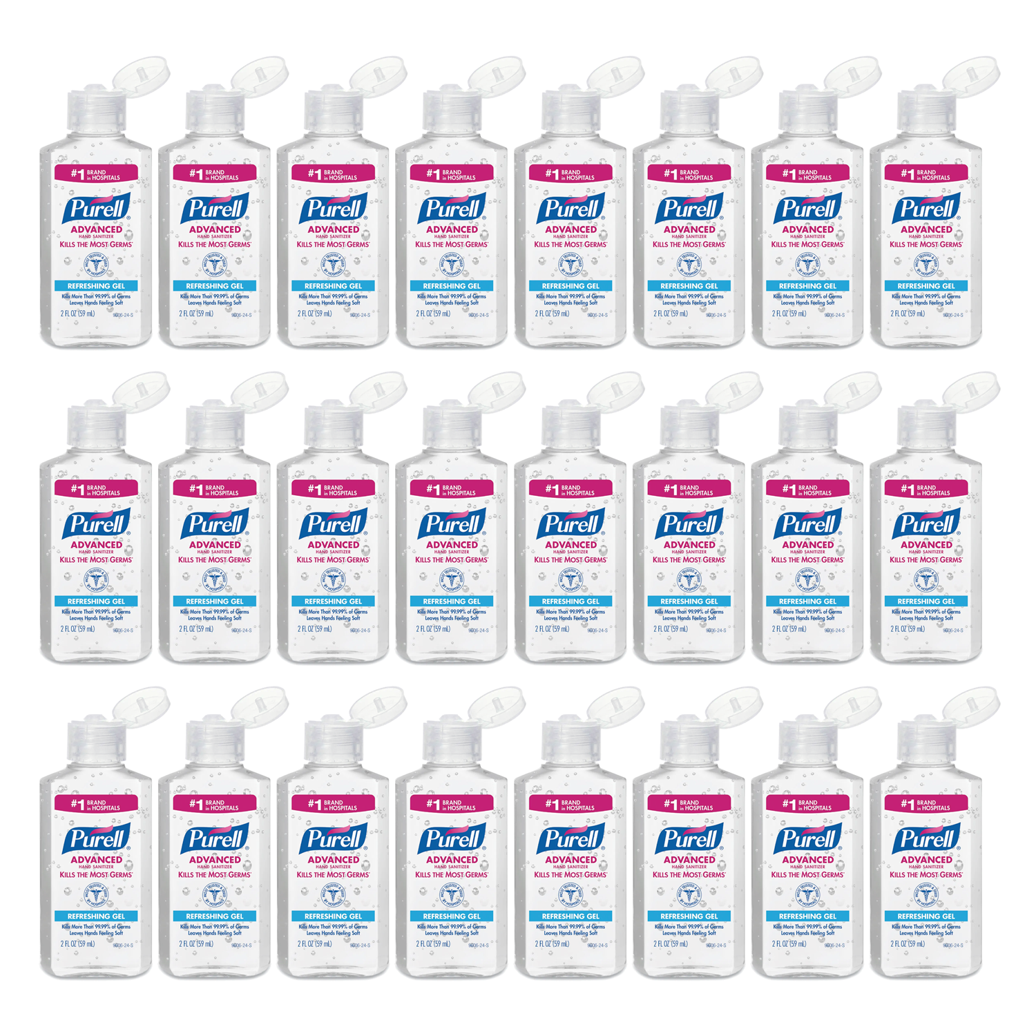 Purell Hand Sanitizer 2 oz Personal Bottle, 70% Ethyl Alcohol Gel, PK24 - 9606-24-S