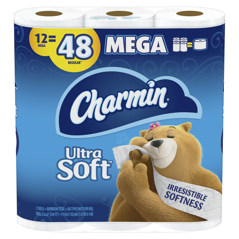 Charmin Ultra Soft Bathroom Tissue, Septic Safe, 2-Ply, White, 4 X 3.92, 264 Sheets/Roll, 12 Rolls/Pack, 4 Packs/Carton - PGC79546