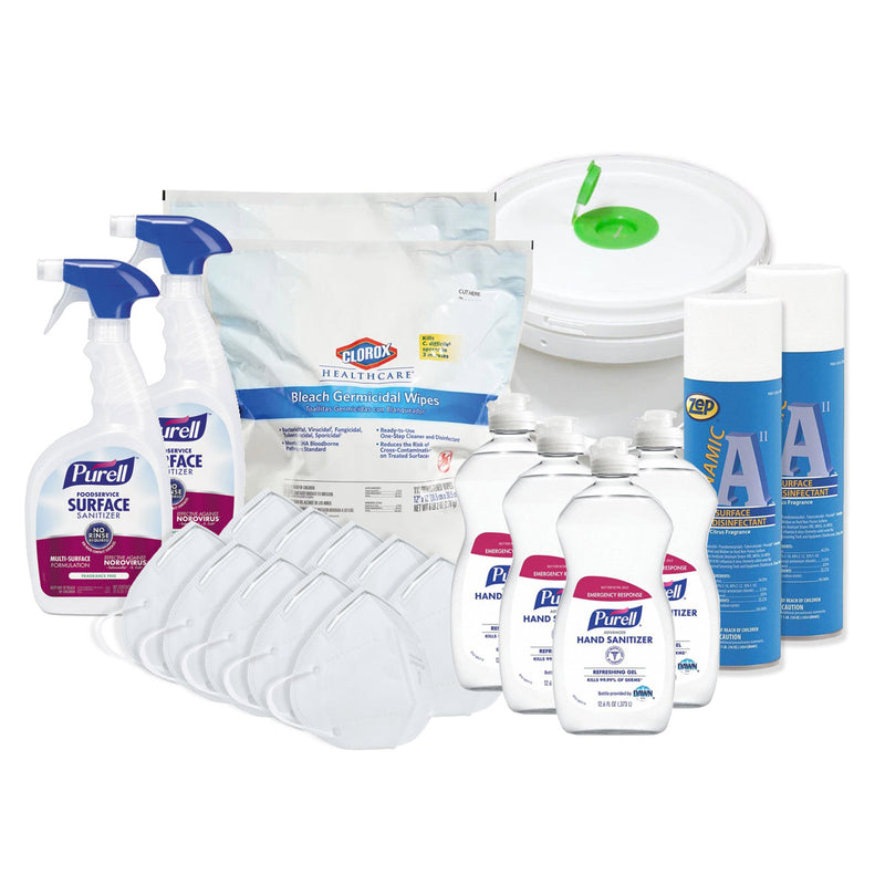 Clorox Bleach Wipe Kit w/ ZEP Disinfectant, Purell Sanitizer, Masks and More