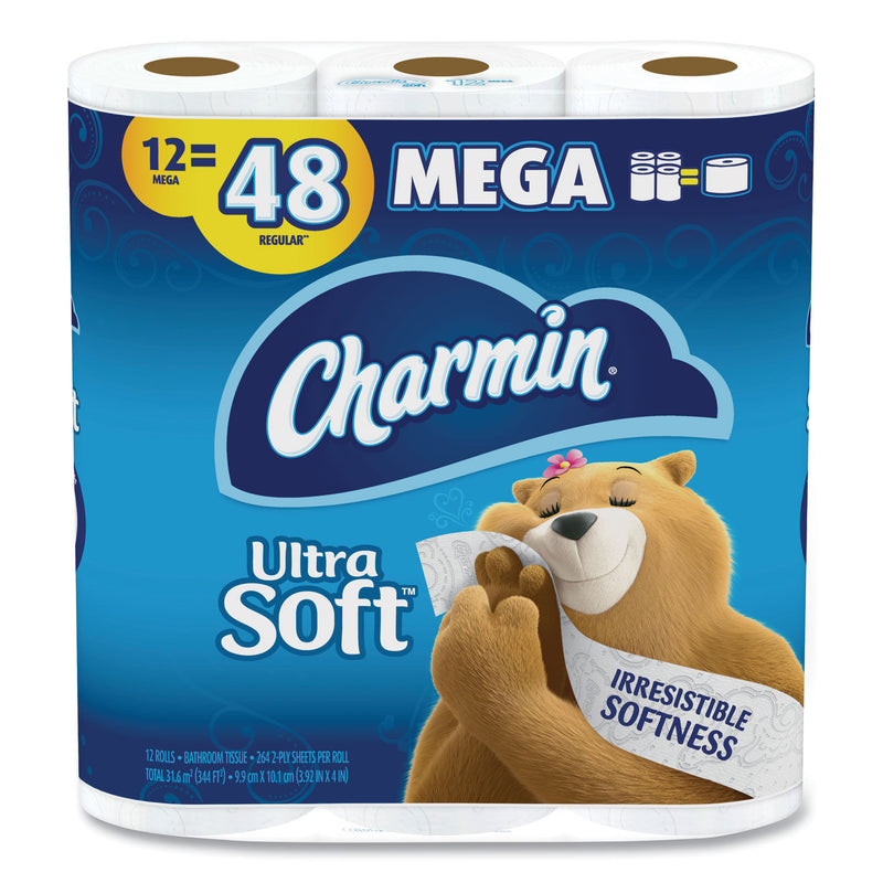 Charmin Ultra Soft Toilet Paper, Septic Safe, 2-Ply, White, 4 X 3.92, 264 Sheets/Roll, 24 Rolls/Carton - PGC79546-24