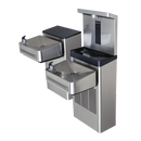 Haws 1212SF Stainless Steel Hi-Lo Wall Mount ADA Water Cooler, Electronic Valve & Pushbar Assembly & Bubbler Deactivation w Sensor Operated Bottle Filler