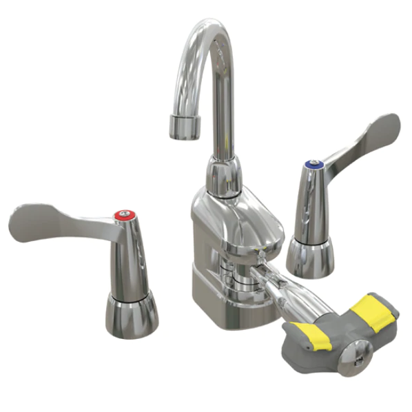 Bradley S19-500W Deck-Mount Swing-Activated Faucet/Eyewash Unit, Wrist Blade Faucet, Right Hand