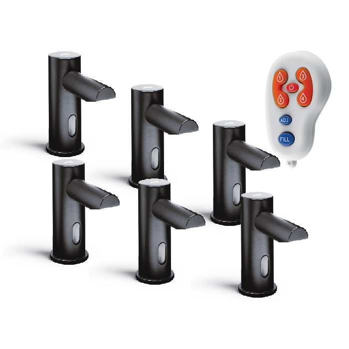 ASI 0390-6-1A-41 EZ FILL - Top Fill, Multi-Feed LIQUID Soap Dispenser (Battery NOT Included) Matte Black (6 Pack +Remote Control)