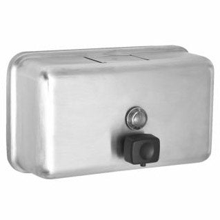 Alpine Manual Surface-Mounted Stainless Steel Liquid Soap Dispenser, 40 oz Capacity, Horizontal - ALP424-SSB
