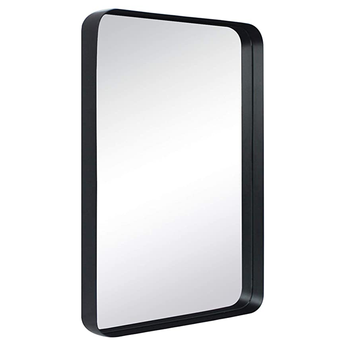 Meek Mirrors Black Rounded Rectangular Mirror 18