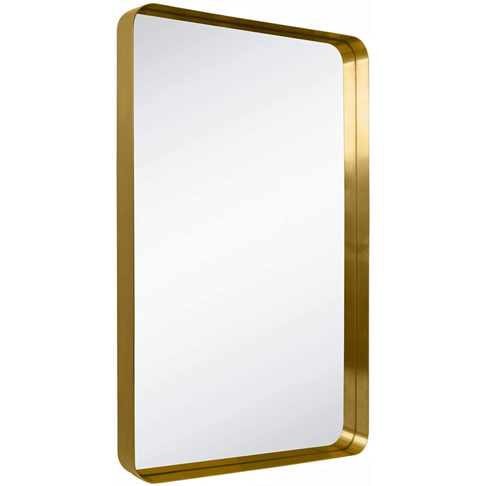 Meek Mirrors Gold Rounded Rectangular Mirror 18